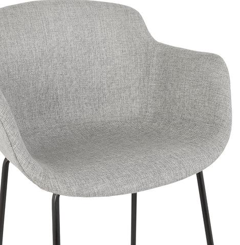 Bar stool 'FORTI' in light gray fabric with armrests