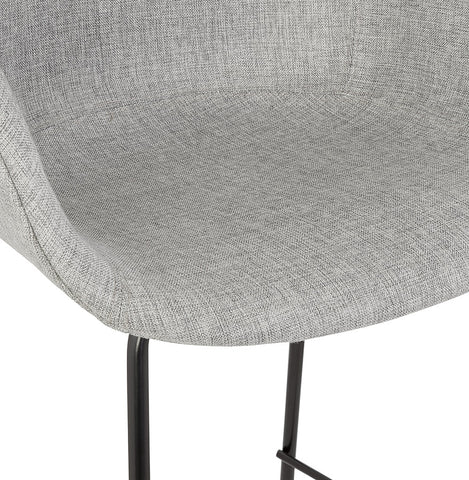 Bar stool 'FORTI' in light gray fabric with armrests