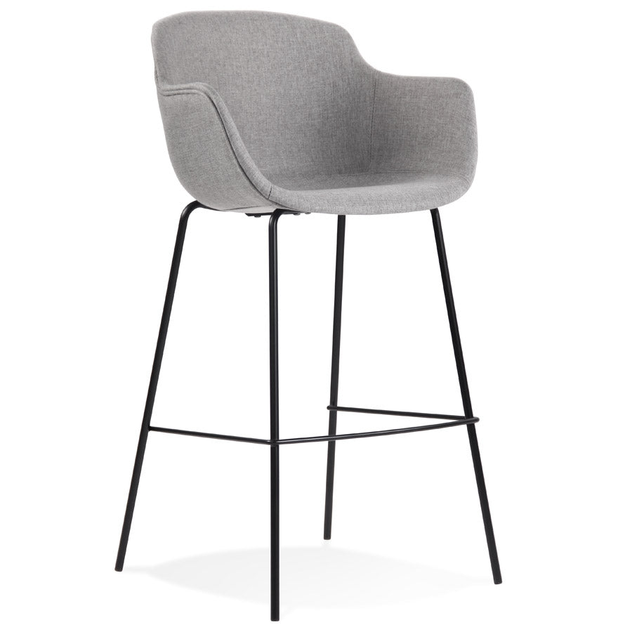 Bar stool 'FORTI' in light gray fabric with armrests