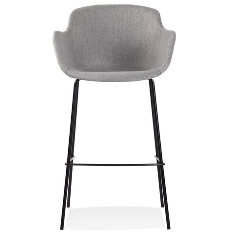 Bar stool 'FORTI' in light gray fabric with armrests