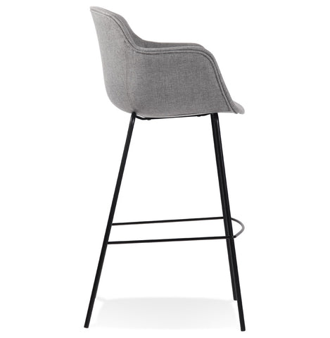 Bar stool 'FORTI' in light gray fabric with armrests