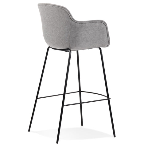 Bar stool 'FORTI' in light gray fabric with armrests