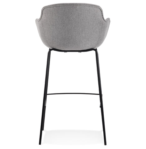 Bar stool 'FORTI' in light gray fabric with armrests