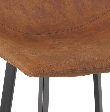 Bar stool 'FUJI' in brown microfiber with black metal base