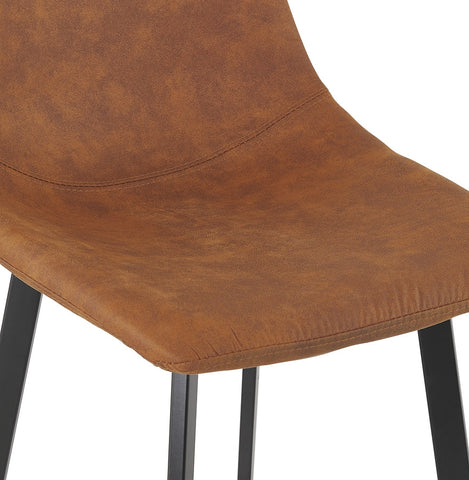 Bar stool 'FUJI' in brown microfiber with black metal base