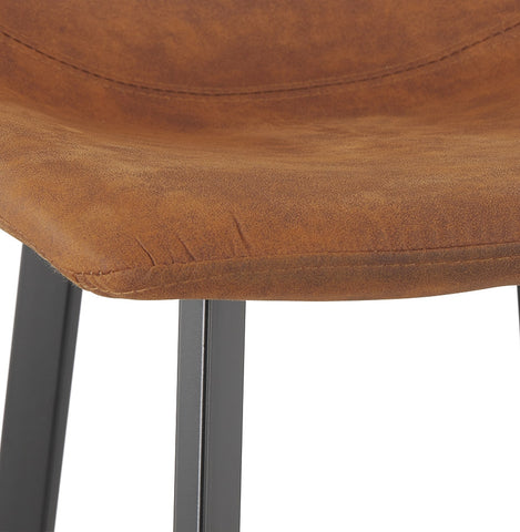 Bar stool 'FUJI' in brown microfiber with black metal base