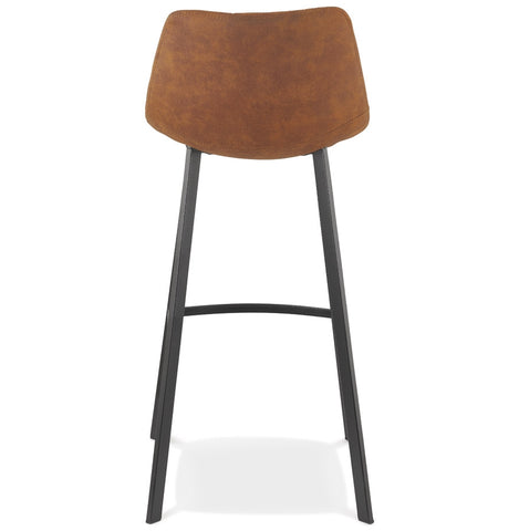 Bar stool 'FUJI' in brown microfiber with black metal base