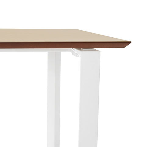 Straight executive desk 'GIMINI' of natural wood finish and white metal - 130x70 cm