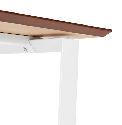 Straight executive desk 'GIMINI' of natural wood finish and white metal - 130x70 cm