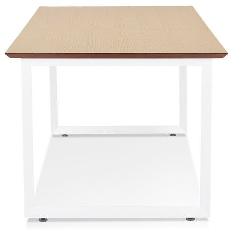 Straight executive desk 'GIMINI' of natural wood finish and white metal - 130x70 cm