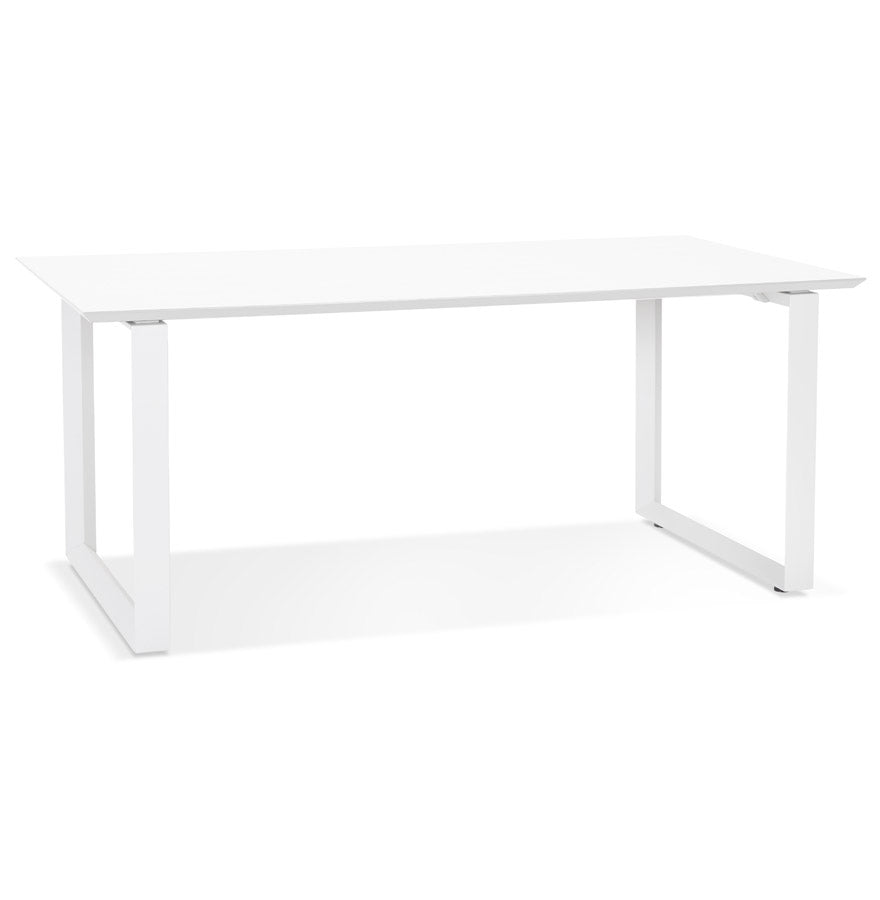 Large straight executive desk 'GIMINI' of wood and white metal - 180x90 cm