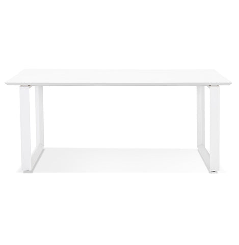 Large straight executive desk 'GIMINI' of wood and white metal - 180x90 cm