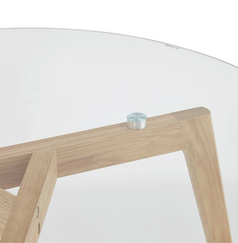 Lage ronde salontafel 'GLAZY' in glas