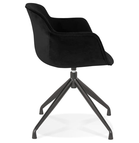 Design chair with armrests 'GRAPIN' in black velvet