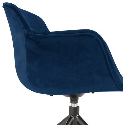 Design chair with armrests 'GRAPIN' in blue velvet