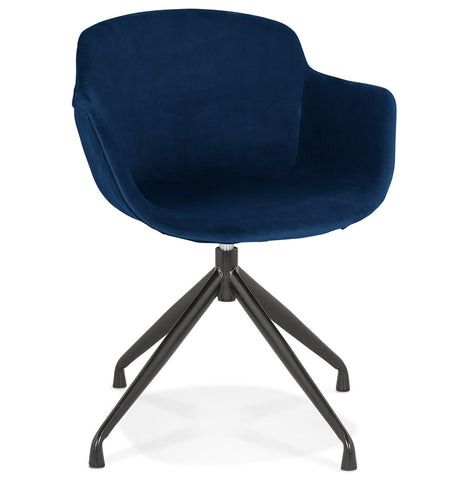 Design chair with armrests 'GRAPIN' in blue velvet