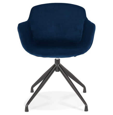 Design chair with armrests 'GRAPIN' in blue velvet