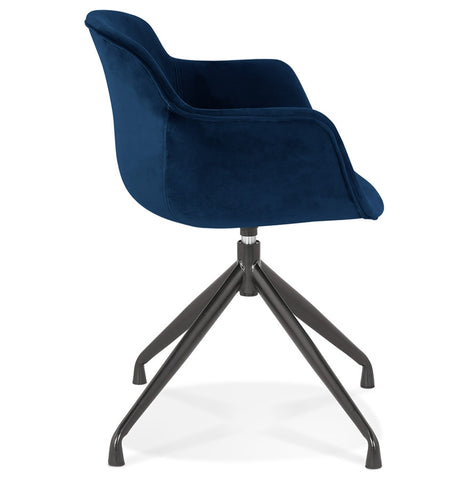 Design chair with armrests 'GRAPIN' in blue velvet