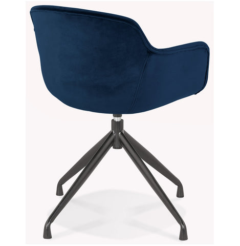 Design chair with armrests 'GRAPIN' in blue velvet