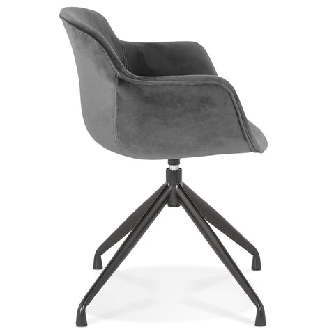 Design armchair 'GRAPIN' in grey velvet