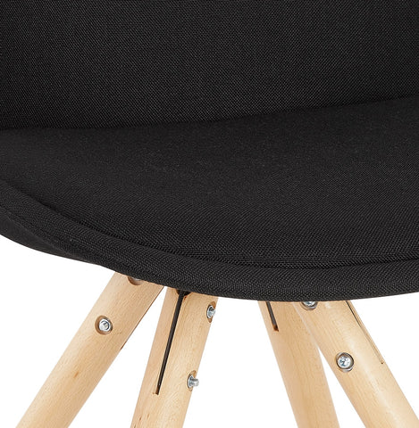 Scandinavian 'HIPHOP' in black fabric and wooden legs with a natural finish