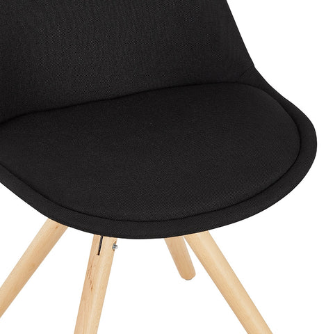 Scandinavian 'HIPHOP' in black fabric and wooden legs with a natural finish