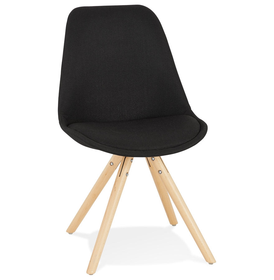 Scandinavian 'HIPHOP' in black fabric and wooden legs with a natural finish