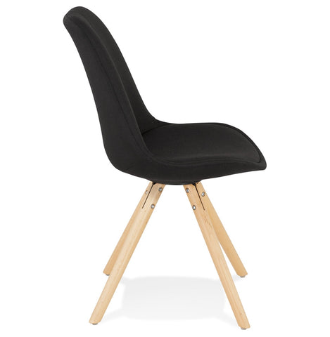 Scandinavian 'HIPHOP' in black fabric and wooden legs with a natural finish