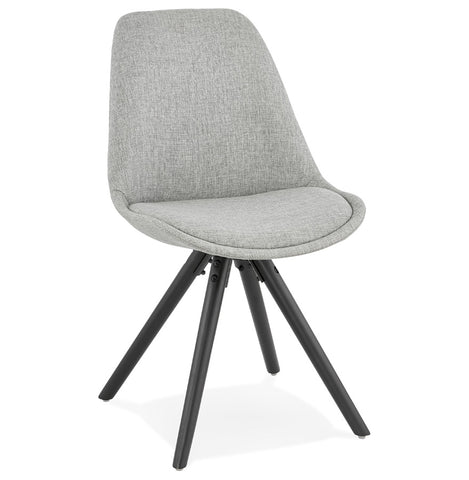 Modern chair 'HIPHOP' grey fabric and black wooden legs