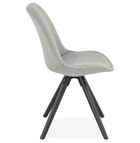 Modern chair 'HIPHOP' grey fabric and black wooden legs