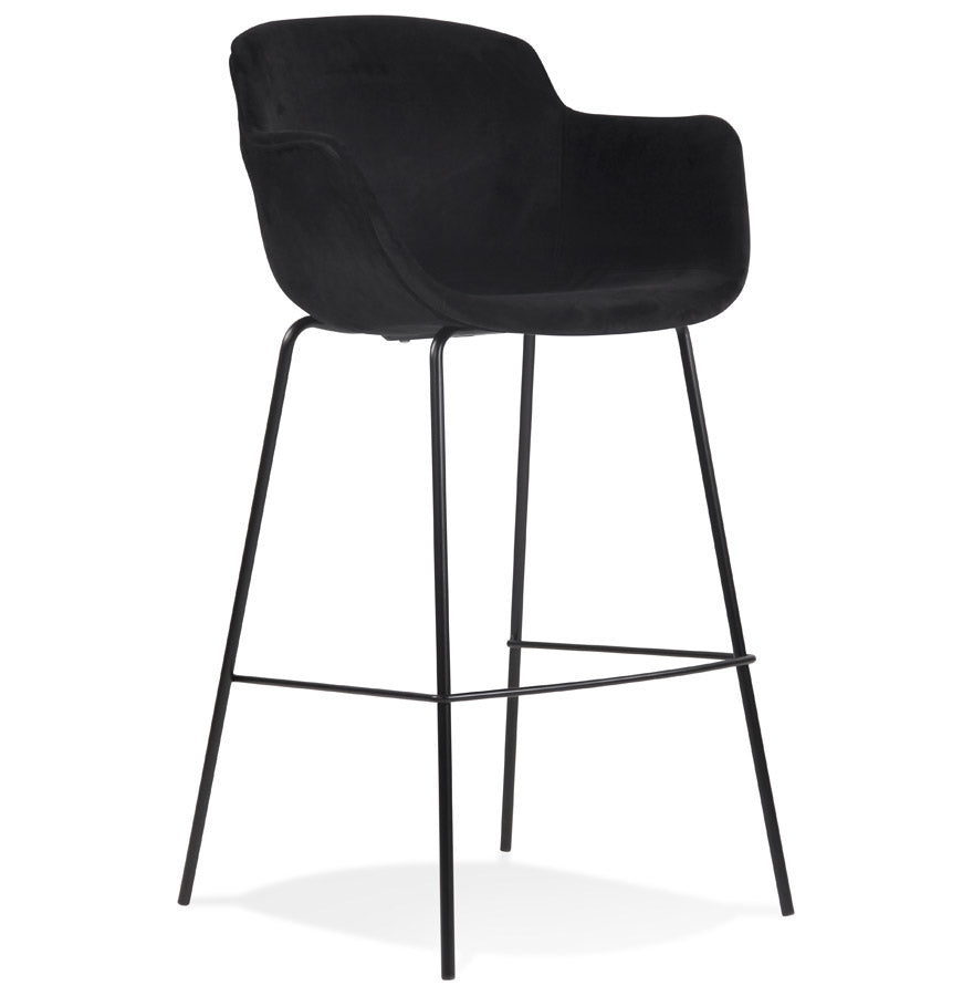 Bar stool 'LARISSA' in black velvet with armrests