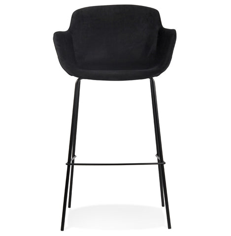 Bar stool 'LARISSA' in black velvet with armrests