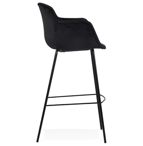 Bar stool 'LARISSA' in black velvet with armrests