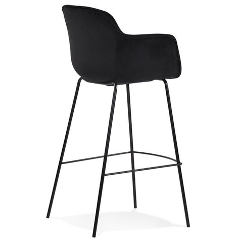 Bar stool 'LARISSA' in black velvet with armrests