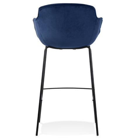 Bar stool 'LARISSA' in blue velvet with armrests