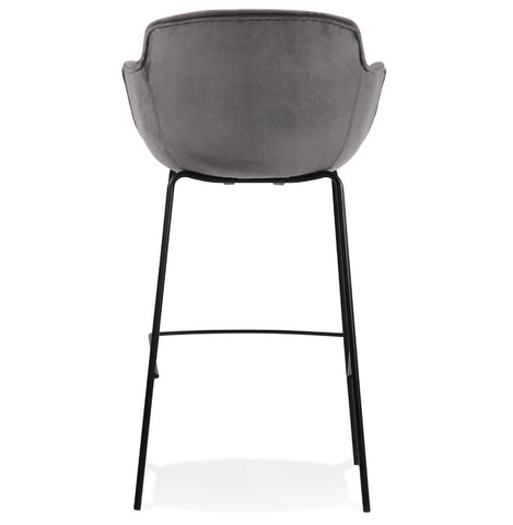 Bar stool 'LARISSA' in grey velvet with armrests