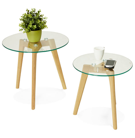 Ronde schuiftafel 'LOVYOU' in glas