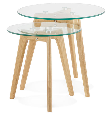 Ronde schuiftafel 'LOVYOU' in glas