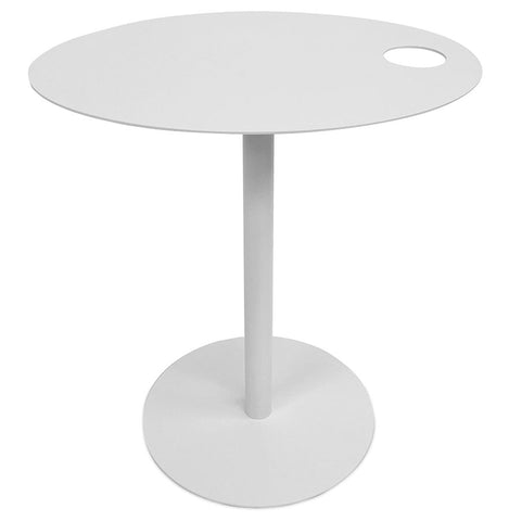 Oval side table 'MASA' in white metal