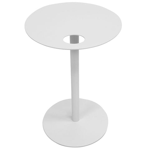 Oval side table 'MASA' in white metal