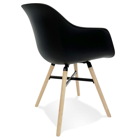 Black armchair 'MELIS' with metal and natural wood legs