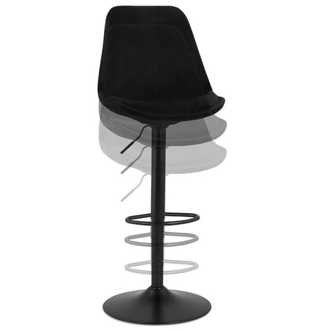 Adjustable stool 'MIKE' in black velvet with black leg