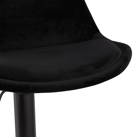 Adjustable stool 'MIKE' in black velvet with black leg