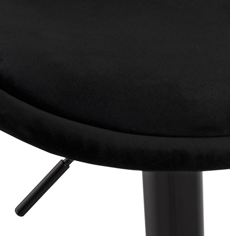 Adjustable stool 'MIKE' in black velvet with black leg