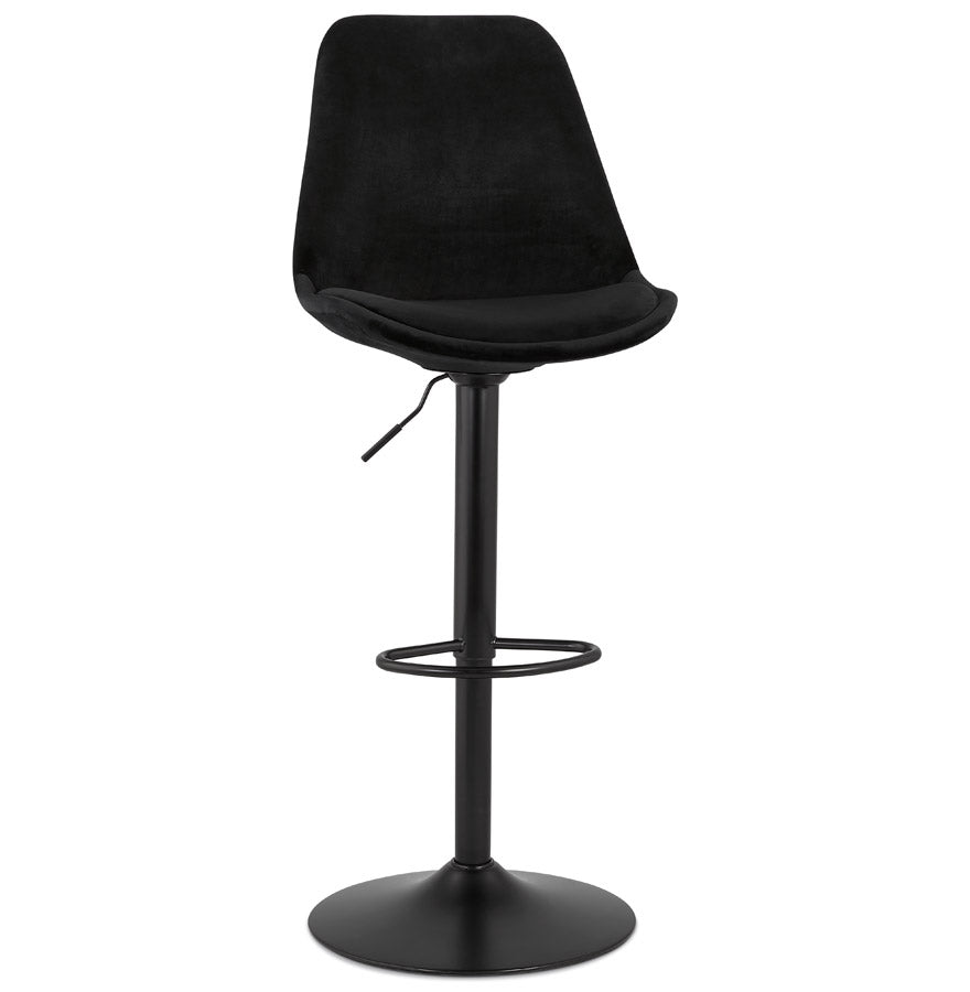 Adjustable stool 'MIKE' in black velvet with black leg