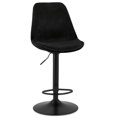 Adjustable stool 'MIKE' in black velvet with black leg