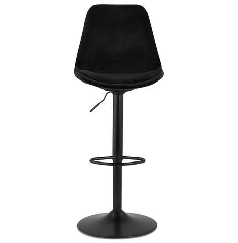 Adjustable stool 'MIKE' in black velvet with black leg