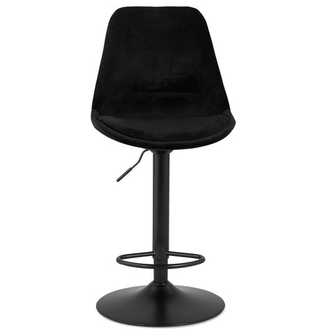 Adjustable stool 'MIKE' in black velvet with black leg