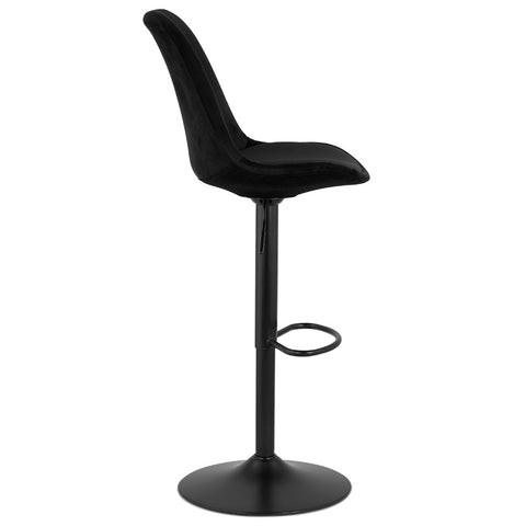 Adjustable stool 'MIKE' in black velvet with black leg