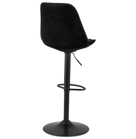 Adjustable stool 'MIKE' in black velvet with black leg